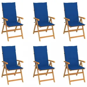 Zahradní židle 6 ks teak / látka Dekorhome Modrá