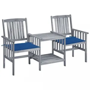 Zahradní židle se stolkem akácie / látka Dekorhome Tmavě modrá #1249256