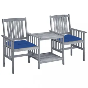 Zahradní židle se stolkem akácie / látka Dekorhome Tmavě modrá #1249353