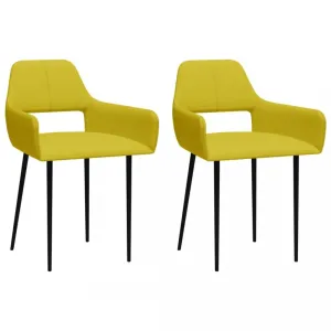 Jídelní židle 2 ks látka / kov Dekorhome Žlutá #1243482