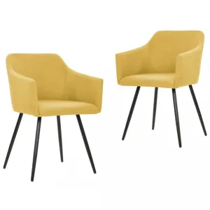 Jídelní židle 2 ks látka / kov Dekorhome Žlutá #1243502