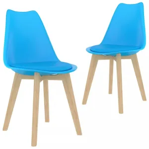 Jídelní židle 2 ks plast / umělá kůže / buk Dekorhome Modrá #1241230