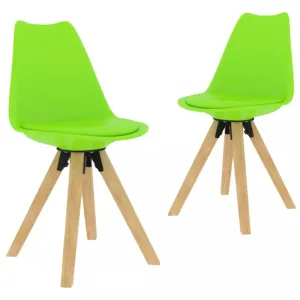 Jídelní židle 2 ks plast / umělá kůže / buk Dekorhome Zelená #1241509