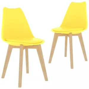 Jídelní židle 2 ks plast / umělá kůže / buk Dekorhome Žlutá #1241226