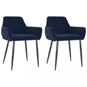 Jídelní židle 2 ks samet / kov Dekorhome Modrá #1244124