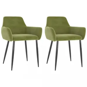 Jídelní židle 2 ks samet / kov Dekorhome Světle zelená #1244130