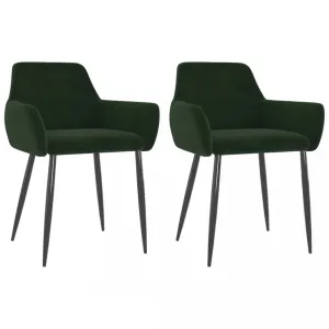 Jídelní židle 2 ks samet / kov Dekorhome Tmavě zelená #1244131