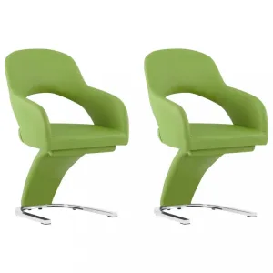 Jídelní židle 2 ks umělá kůže / chrom Dekorhome Zelená #1243664