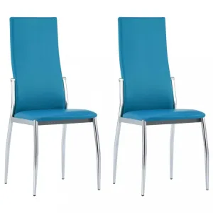Jídelní židle 2 ks umělá kůže Dekorhome Modrá #1241031