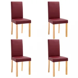 Jídelní židle 4 ks umělá kůže / dřevo Dekorhome Vínová #1241037