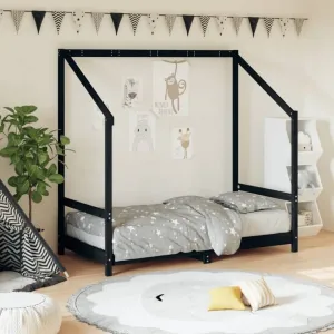 Dětská postel černá 80 x 160 cm masivní borové dřevo #6140964