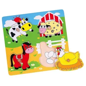 VIGA - Dětské dřevěné puzzle s úchyty Viga překvapení Farma