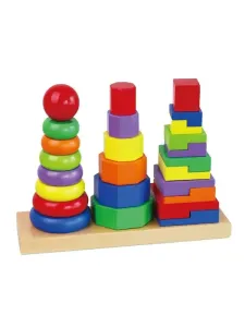 VIGA - Dřevěné barevné pyramidy pro děti Viga