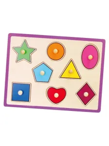 VIGA - Dětské dřevěné puzzle s úchyty geometrické tvary