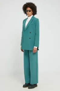 Kalhoty Vila Vifreya dámské, zelená barva, jednoduché, high waist