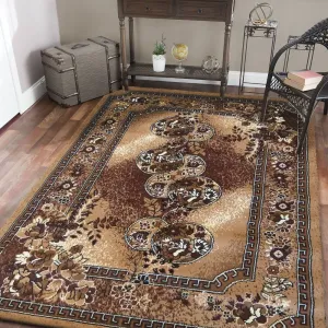 Hnědý koberec do obýváku ve vintage stylu #3514557