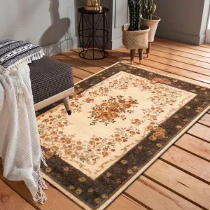 Originální hnědo krémový vintage koberec do obývacího pokoje #3619844