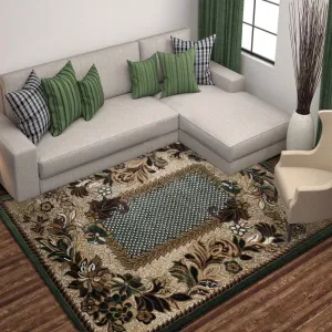 Stylový vintage koberec se zeleným okrajem #4438656