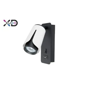 Vipelectro Nástěnná lampa XD-IK270B s vypínačem, GU10 Kruhová 55 mm, černá/bílá, nabíječka USB VXD-IK270W