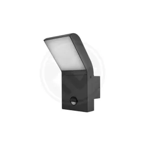 Vipelectro Přisazené nástěnné venkovní LED svítidlo CLARK s PIR čidlem, 12W, 550lm, černé, Neutrální bílá V3460