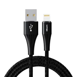 Kabel USB-Lightning Vipfan A01, 3A, 1,2 m, opletený (černý)