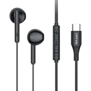 Kabelová sluchátka do uší Vipfan M18, USB-C (černá)