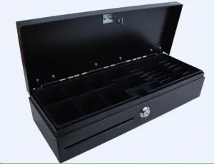 Virtuos pokladní zásuvka FT-460C1; Flip top, bez víka, 9-24V, černá - s kabelem
