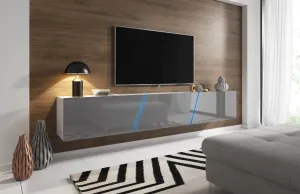 Vivaldi TV stolek Slant s LED osvětlením 240 cm bílý mat/šedý lesk