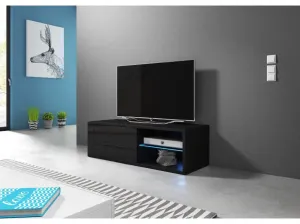 VIVALDI Televizní stolek BEST 100 cm černý/černý lesk s LED osvětlením