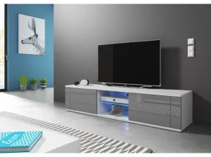 Vivaldi TV stolek Hit 140 cm s LED osvětlením bílý/šedý lesk