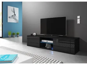 Vivaldi TV stolek Hit 140 cm s LED osvětlením černý mat/černý lesk