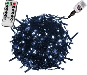 VOLTRONIC® 59743 Vánoční LED osvětlení 10 m - studená bílá 100 LED + ovladač - zelený kabel #5454272