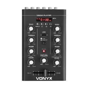 Vonyx STM500BT, 2 kanálový DJ mixér, bluetooth, MP3 přehrávač, USB port, černý