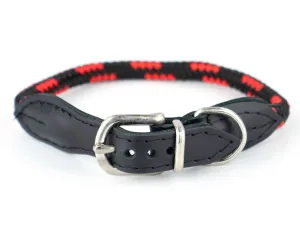 Vsepropejska Rope obojek pro psa z lana | 32 - 39 cm Barva: Černo-červená, Obvod krku: 32 - 35 cm