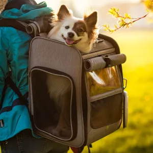Vsepropejska Samu batoh pro psa s výběhem | do 4 Kg Barva: Šedá