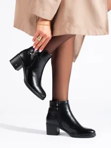 Komfortní  kotníčkové boty černé dámské na širokém podpatku #5360966