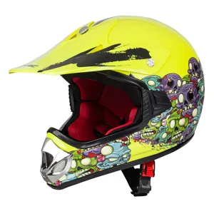 Dětská moto přilba W-TEC V310  Zombie Neon Green  M (51-52)