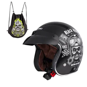 Moto přilba W-TEC Black Heart Kustom  Skull, černá lesk  XXL (63-64)