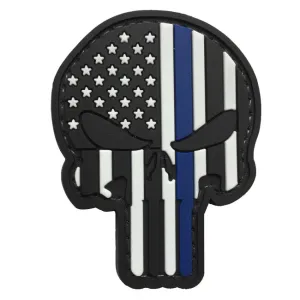 WARAGOD Nášivka 3D US Patriot Punisher blue line 7.5x5cm #6187219