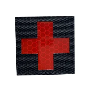 WARAGOD nášivka Reflective Fabric Cross Medic Patch Black and Red