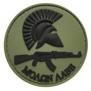 WARAGOD nášivka Round Molon Labe with Rifle PVC Patch OD Green and Black