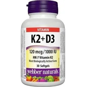 Webber Naturals K2 + D3 120 mcg/1000 IU 30 cps