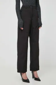 Kalhoty Weekend Max Mara dámské, černá barva, jednoduché, high waist