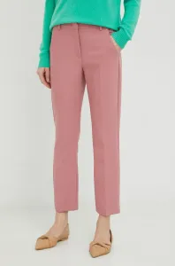 Kalhoty Weekend Max Mara Rana dámské, růžová barva, přiléhavé, high waist #4302041