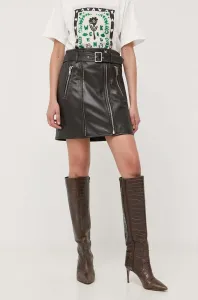 Kožená sukně Weekend Max Mara černá barva, mini, pouzdrová