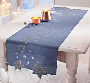 Weltbild Běhoun na stůl Hvězdný svit, modrý, 140 x 40 cm
