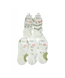 WiK SO&ampLI 6066 G L606 Dámské kotníkové ponožky, 39-42, ecru/zielony-mix wzór