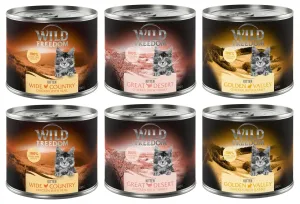 Wild Freedom Kitten  - 6 x 200 g Mix Pack (2 x hovězí, 2 x krůtí, 2 x králičí)