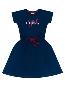 Dívčí šaty - WINKIKI WTG 01802, tmavě modrá / červená tkanička Barva: Modrá tmavě, Velikost: 140
