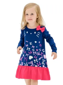 Dívčí šaty - WINKIKI WKG 92563, tmavě modrá / růžová Barva: Modrá tmavě, Velikost: 104